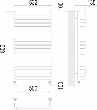 Стандарт П16 500х800 Полотенцесушитель  TERMINUS Гуково - фото 3