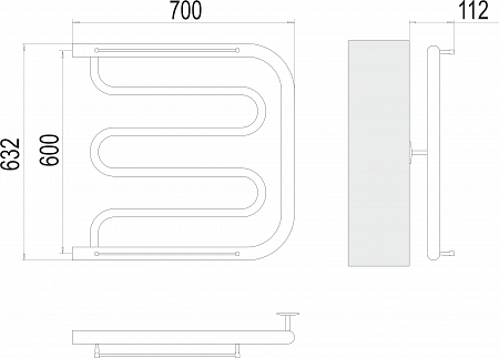 Фокстрот БШ 600х700 Полотенцесушитель  TERMINUS Гуково - фото 3