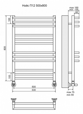 Нойс П12 500х800 Полотенцесушитель TERMINUS Гуково - фото 3 Нойс П12 500х800 Полотенцесушитель TERMINUS Гуково - фото 3