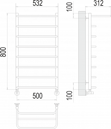 Полка П8 500х800  Полотенцесушитель  TERMINUS Гуково - фото 3