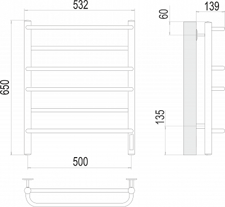 Евромикс П6 500х650 Электро (quick touch) Полотенцесушитель  TERMINUS Гуково - фото 3