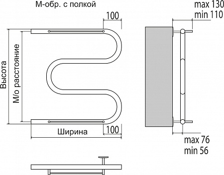 М-обр с/п AISI 32х2 500х400 Полотенцесушитель  TERMINUS Гуково - фото 3