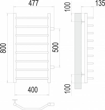 Виктория П8 400х800 бп500 Полотенцесушитель  TERMINUS Гуково - фото 3