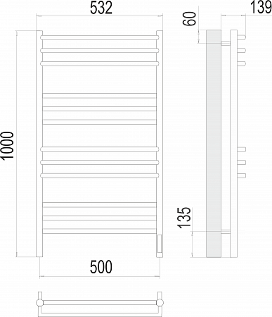 Прато П12 500х1000 электро (sensor quick touch) Полотенцесушитель  TERMINUS Гуково - фото 3