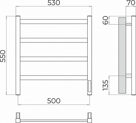 Ното П4 500х550 Электро (quick touch) Полотенцесушитель TERMINUS Гуково - фото 3