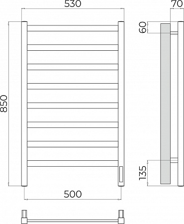 Ното П8 500х850 Электро (quick touch) Полотенцесушитель TERMINUS Гуково - фото 3