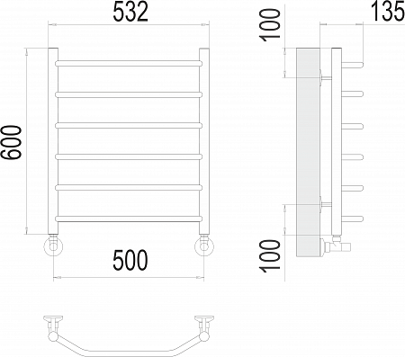 Виктория П6 500х600 Полотенцесушитель  TERMINUS Гуково - фото 3