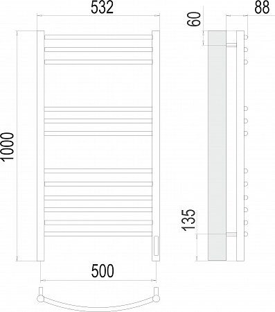 Классик П12 500х1000 электро (sensor quick touch)  Полотенцесушитель TERMINUS Гуково - фото 3