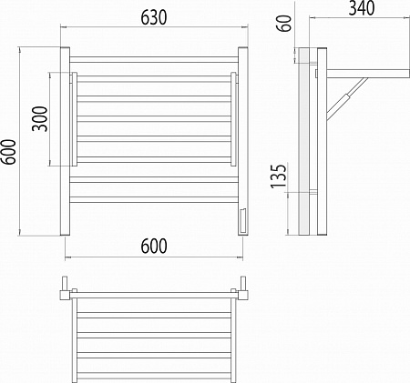 Горизонт П8 600х600 электро (sensor quick touch) Полотенцесушитель TERMINUS Гуково - фото 5