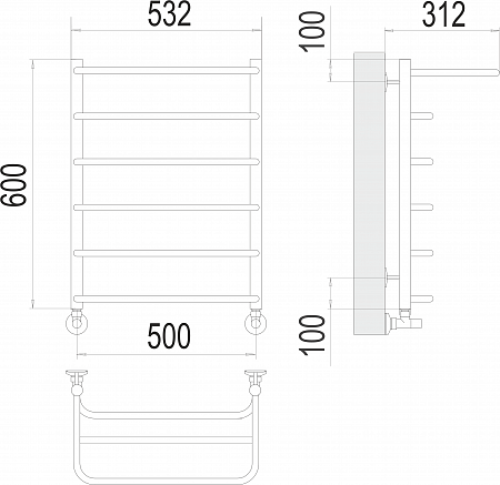 Полка П6 500х600  Полотенцесушитель  TERMINUS Гуково - фото 3