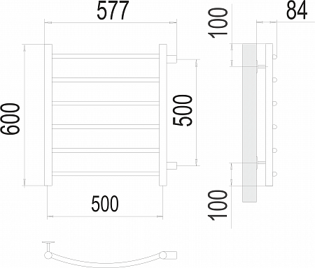 Классик П6 500х600 бп500 Полотенцесушитель  TERMINUS Гуково - фото 3