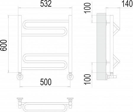 Юпитер П6 500х600 Полотенцесушитель  TERMINUS Гуково - фото 3