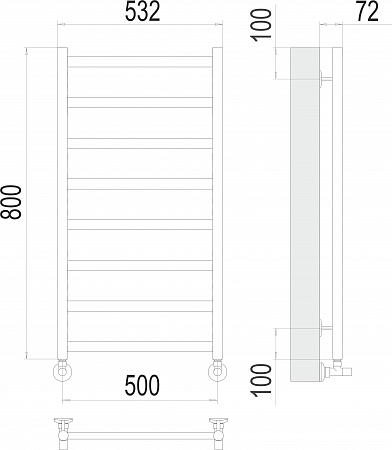 Аврора П8 500х800 Полотенцесушитель  TERMINUS Гуково - фото 3