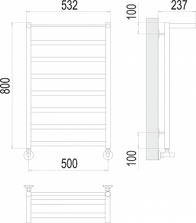 Хендрикс П8 500х800 Полотенцесушитель  TERMINUS Гуково - фото 3