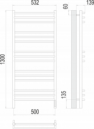Прато П15 500х1300 электро (sensor quick touch) Полотенцесушитель  TERMINUS Гуково - фото 3