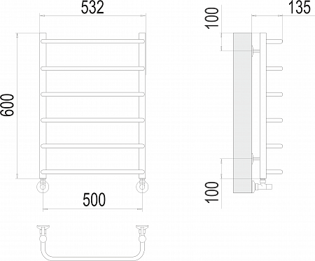 Стандарт П6 500х600  Полотенцесушитель  TERMINUS Гуково - фото 3
