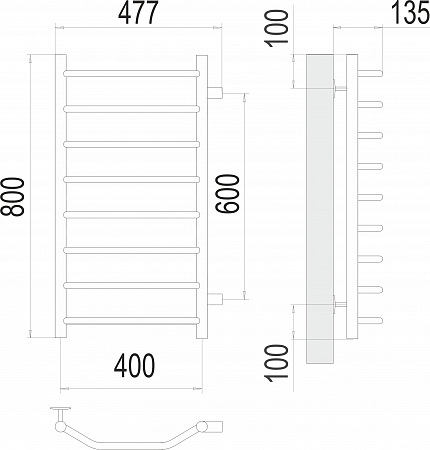 Виктория П8 400х800 бп600 Полотенцесушитель  TERMINUS Гуково - фото 3