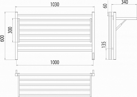 Горизонт П8 1000х600 электро КС ЧЕРНЫЙ МУАР (sensor quick touch) Полотенцесушитель TERMINUS Гуково - фото 5